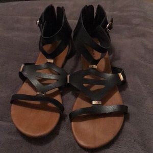 Black criss cross sandals